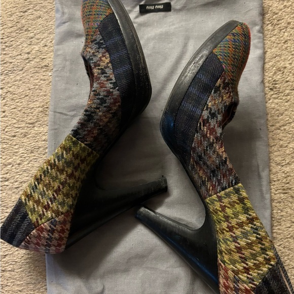 Miu Miu tweed and leather platform heel made in Italy - Picture 4 of 6